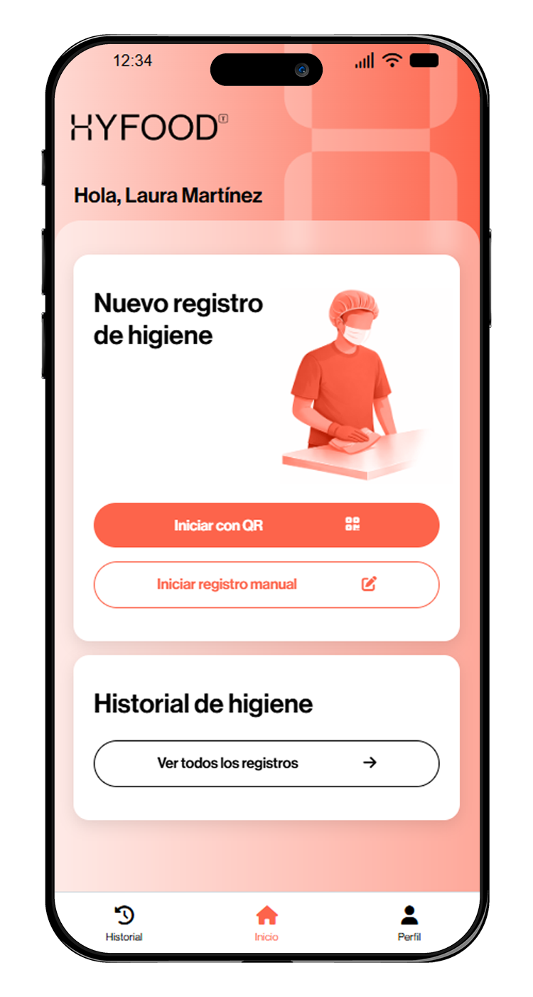 HYFOOD app en móvil